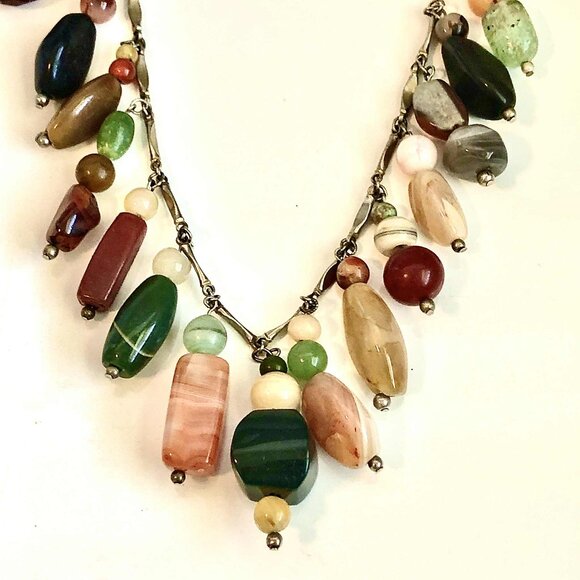 NWT ALEXANDRAS ACCENTS Dangling Faceted Gemstones Necklace 20" Multi-color - Picture 3 of 3